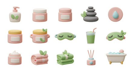 Spa Day Elements with Green Tea and Towels