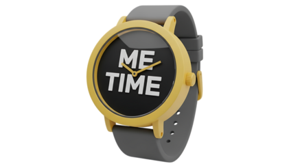 3d self care rituals icons 3d wristwatch with me time text isolated on transparent background