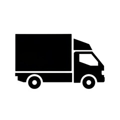 Fototapeta premium Black Silhouette of Cargo Delivery Truck on White Background