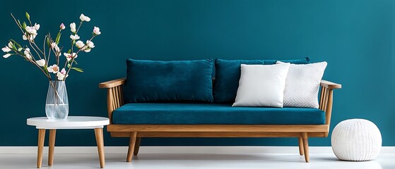 Cozy Modern Living Room with Dark Teal Sofa