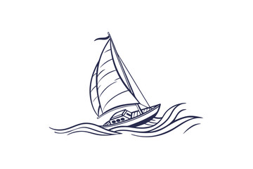 sailing boat icon small sailboat outline floating water