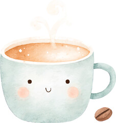 Cute Watercolor Coffee Cup Illustration Cozy Morning Beverage.