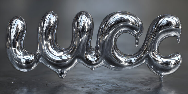Glossy metallic silver font resembling liquid metal being inflated, metallic, silver, font, liquid, metal, inflated