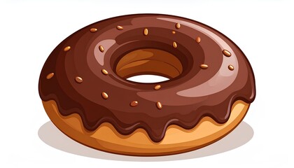 cartoon vector illustration of chocolate donut isolated on white background