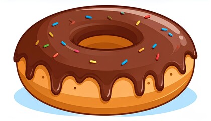 cartoon vector illustration of chocolate donut isolated on white background