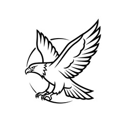 Fototapeta premium Minimalist Soaring Eagle App Icon Elegant Monochrome Line Art Design Freedom Symbol