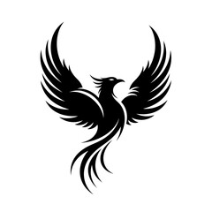 Obraz premium Modern Calligraphic Phoenix App Icon Artistic Monochrome Symbol for Rebirth Apps