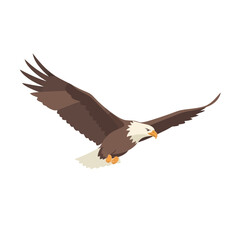 Obraz premium Retro Graceful Soaring Eagle Clip Art Wings Outstretched Minimalist Design