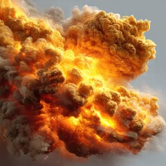 Dramatic Explosion with Bright Flames and Thick Smoke Plume
