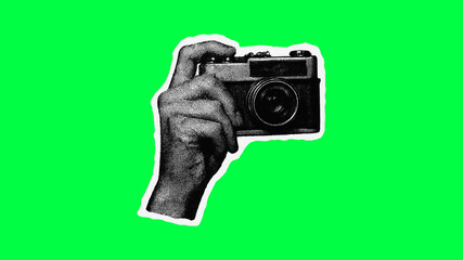 Retro camera hand illustration