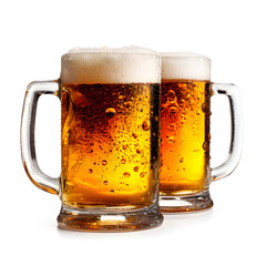 Two Glasses Of Cold Beer On Transparent Isolated Photo Background