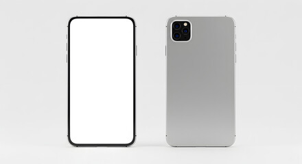 Silver Smartphone Mockup: Front and Back Views