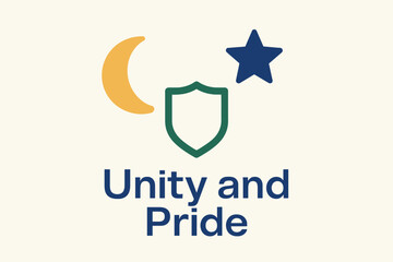 Unity and Pride Symbol Moon Star Shield Emblem