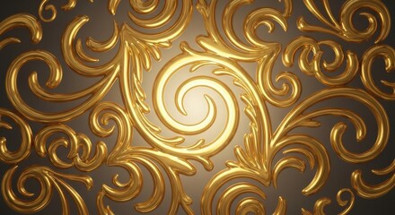 Ornate Golden Swirls on Dark Background pattern decorative