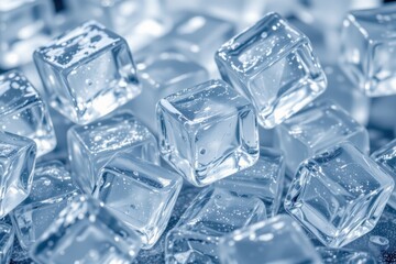 Obraz premium Transparent Ice Cubes Against Dark