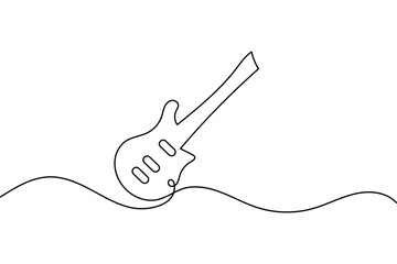 Obraz premium Guitar outline continuous one line art minimalist sketch isolated abstract vector design 
