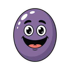 Fototapeta premium Happy purple cartoon face with big eyes and wide smile image photo