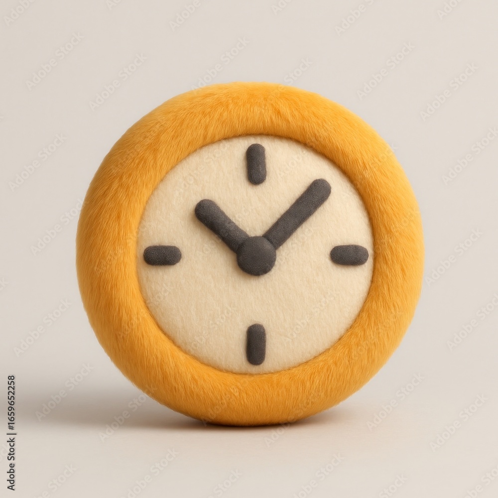 Poster fuzzy clock with soft texture.