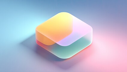 Colorful, 3D, geometric, app icon, gradient design on pastel background