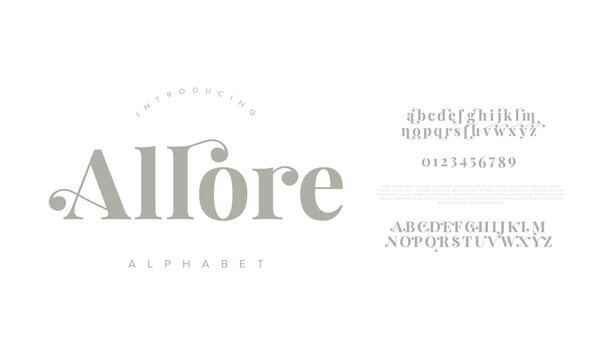 Elegant Allfore alphabet font with decorative serif style, perfect for branding, logos, posters, and modern creative typography projects