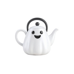 White ceramic teapot on a clean, isolated background, perfect for a cozy breakfast or traditional tea