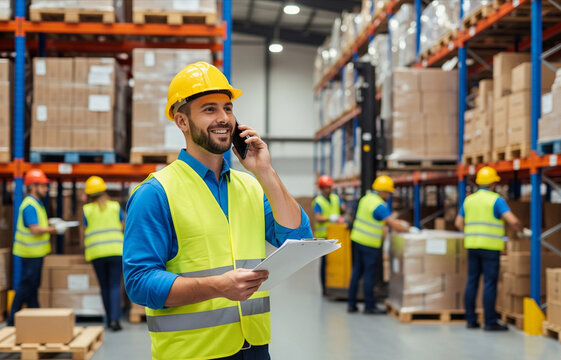 Worker focuses on managing stock items for smooth warehouse operations.