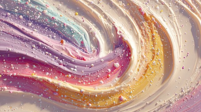 Swirling pastel hues create a dreamy, abstract texture