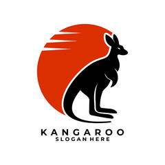 Kangaroo sun logo design icon vector template. Kangaroo animal logo design icon