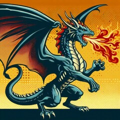 Green dragon vector illustration with a and traditional design