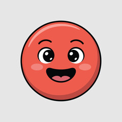 Obraz premium Red cartoon face emoji with big eyes and happy smile image photo