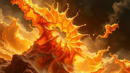 A gravity-defying golden fractal structure engulfed in chaotic energy waves, radiating molten brilliance.