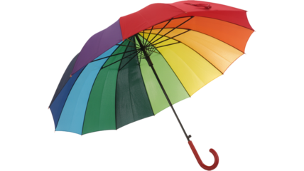 Colorful rainbow umbrella isolated on white background
