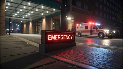Emergency Room Entrance Night With