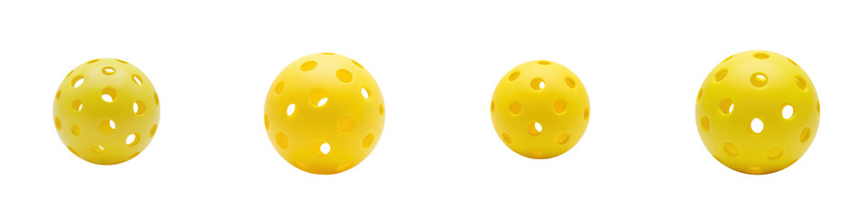 Yellow pickleball ball with holes for sport game equipment used in pickleball