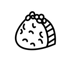 Salmon caviar outline drawing in hand drawn doodle style, showing pile of fish eggs. Gourmet seafood delicacy for sushi, snacks, or packaging. Vector illustration.