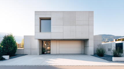 Contemporary single-family home with minimalist design in a serene setting