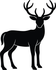 Obraz premium Silhouette Vector of a Deer with Large Antlers