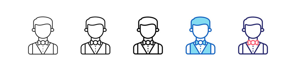 Croupier Icon In 5 Different Styles Set Collection.   