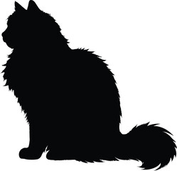Cat Silhouette Feline Pet Animal Sitting Vector Design Illustration