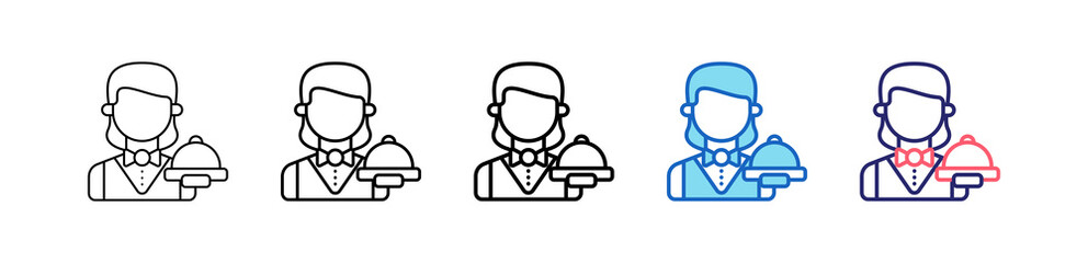 Obraz premium Waitress Icon In 5 Different Styles Set Collection. 