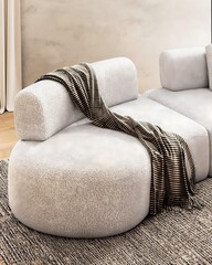 A modern living room in a luxurious stylish indoor design style..