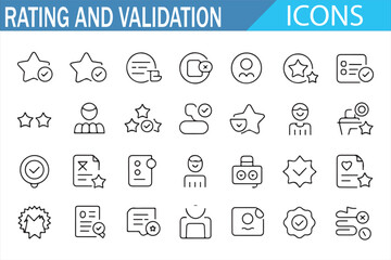 Icons for rating systems and validation processes, perfect for surveys and reviews.
