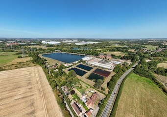 Aerial Drone Shot Wastewater Sewage