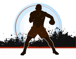 Boxer in fighting stance black silhouette vector illustration