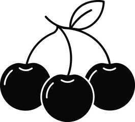 vector illustration of cherries with leaves