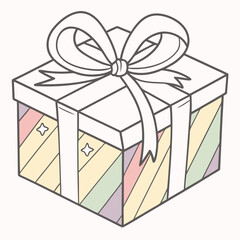 Illustration of a colorful gift box with a bow, , perfect for birthdays or special occasions