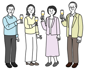 乾杯するシニア　アクティブシニア