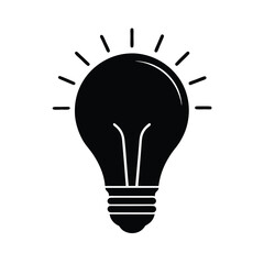 Black Silhouette of a Light Bulb with Glowing Filament