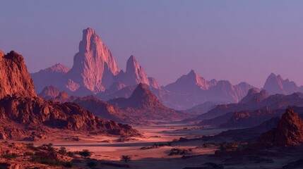 Desert mountain range, sunrise