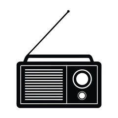 Black Silhouette of a Retro Radio with Antenna